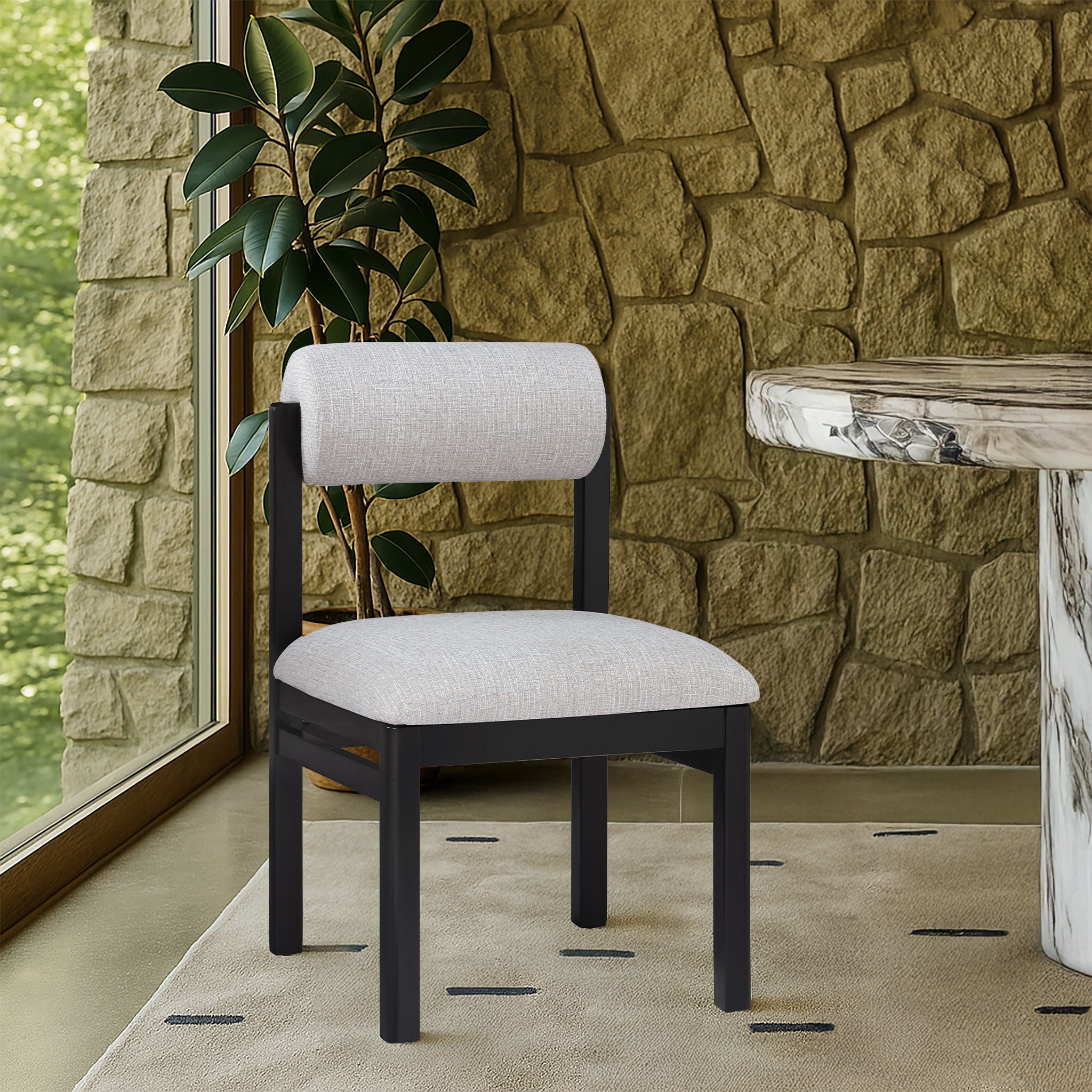 Roundhill - Fabric Dining Chair (Set of 2) - Black Frame - Urban Living Furniture (Los Angeles, CA)