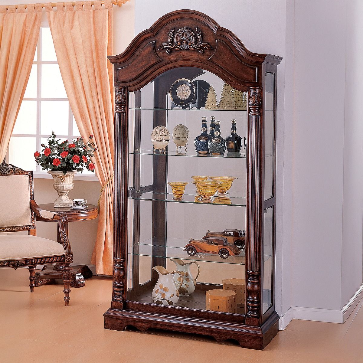 Denton - Curio Cabinet - Cherry - Urban Living Furniture (Los Angeles, CA)