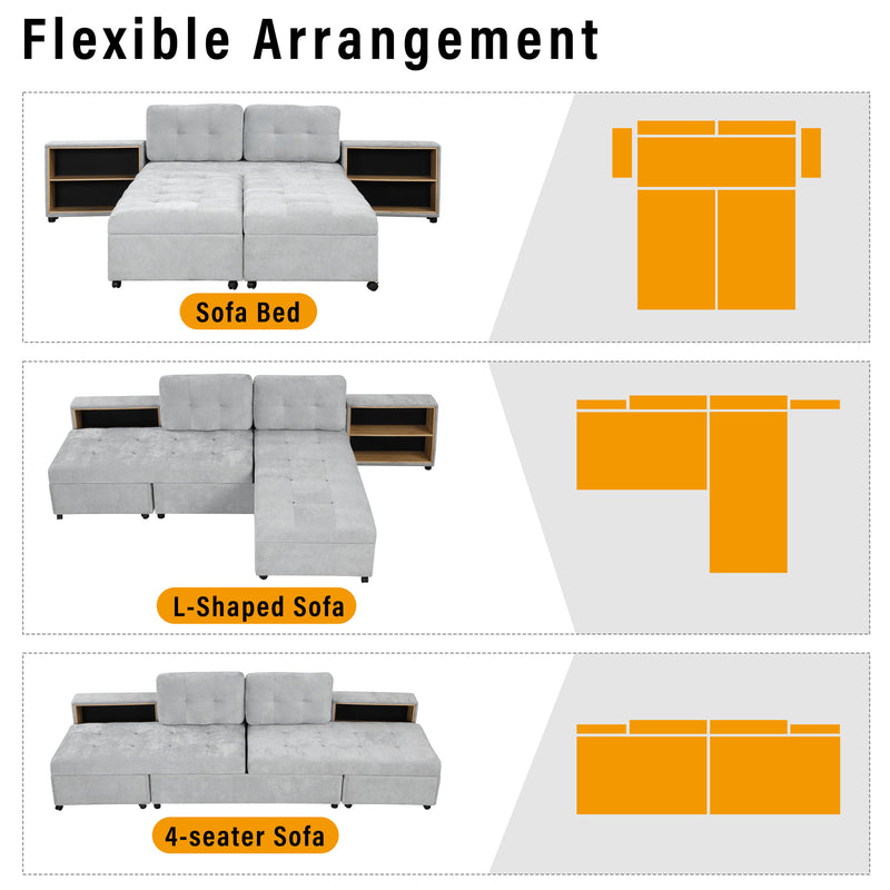 Versatile Modular Free-Combined Sofa With 2 Storage Racks