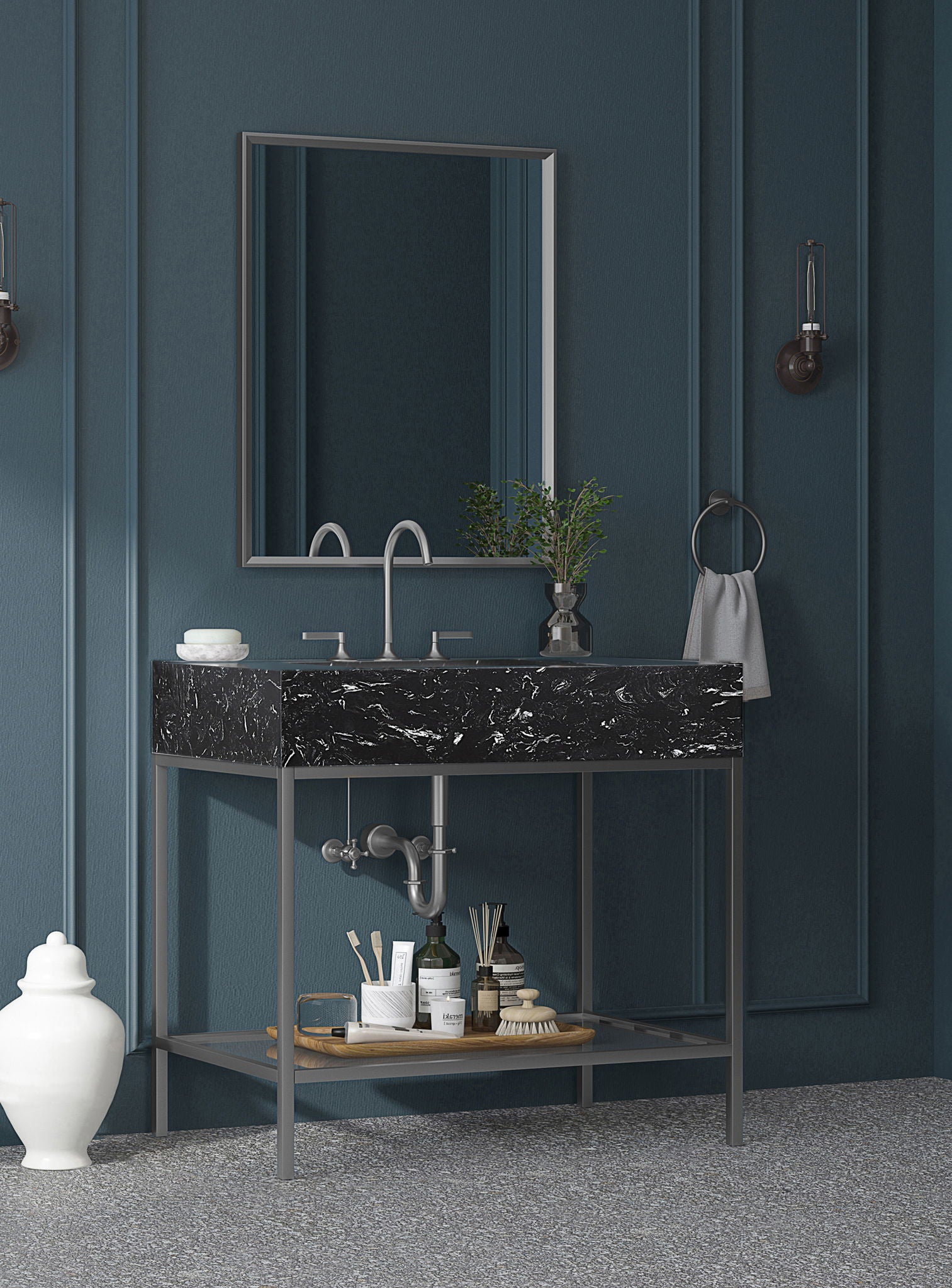 Marmo - Engineered Marble Bathroom Vanity With Chrome Base - Urban Living Furniture (Los Angeles, CA)