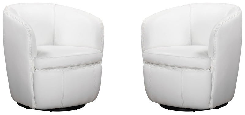 Barolo - 100% Italian Leather Swivel Club Chair (Set of 2)