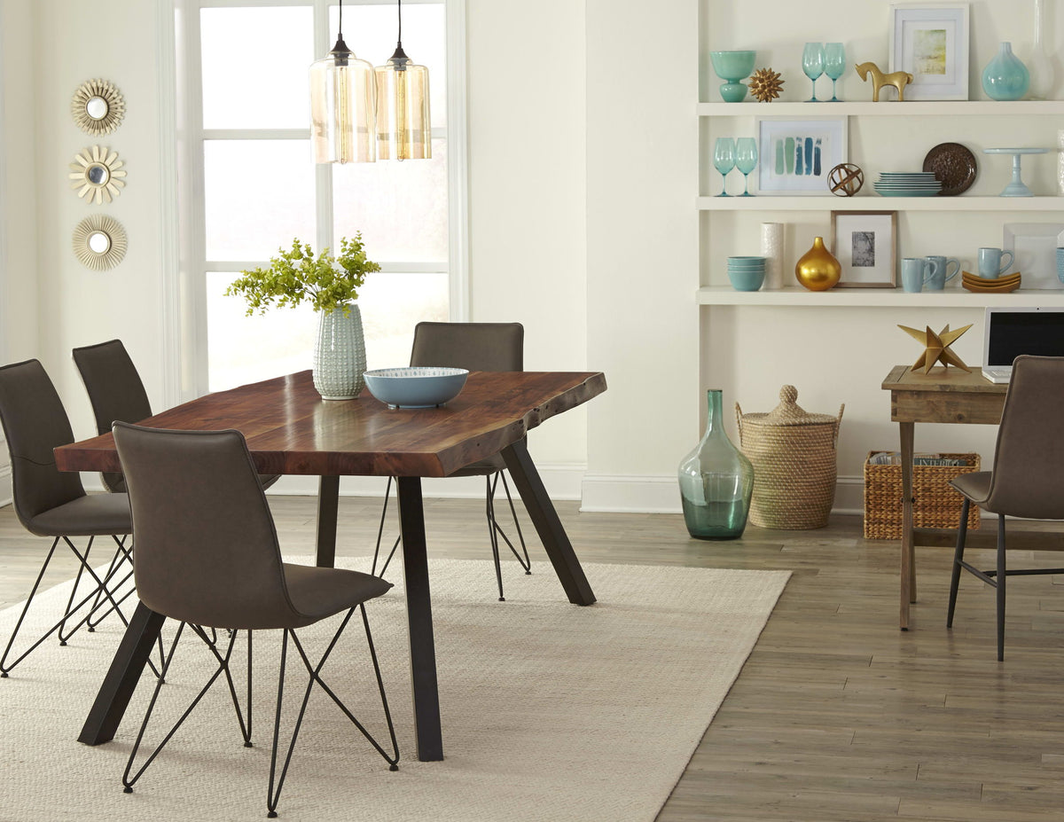 Reese - Live Edge Solid Wood Metal Leg Dining Table - Natural Acacia
