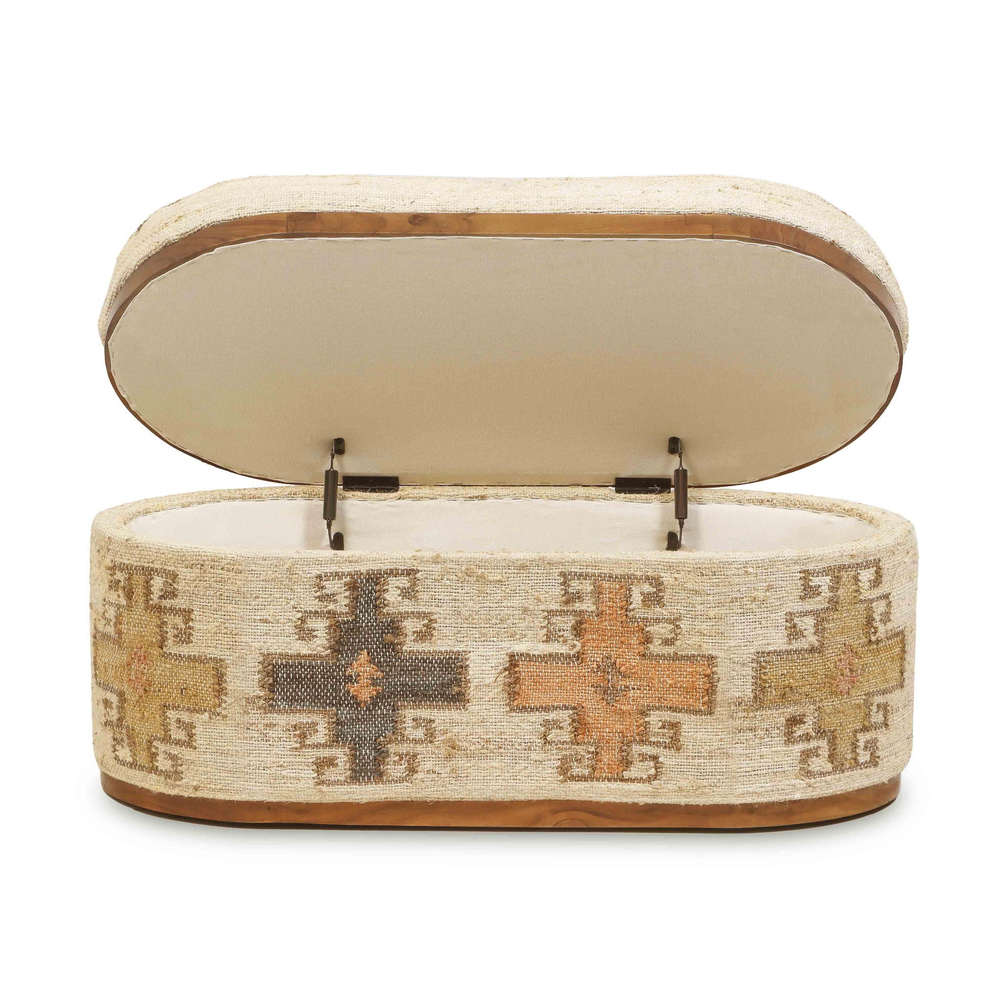 Olivier - Cotton Oval Storage Ottoman - Beige - Urban Living Furniture (Los Angeles, CA)
