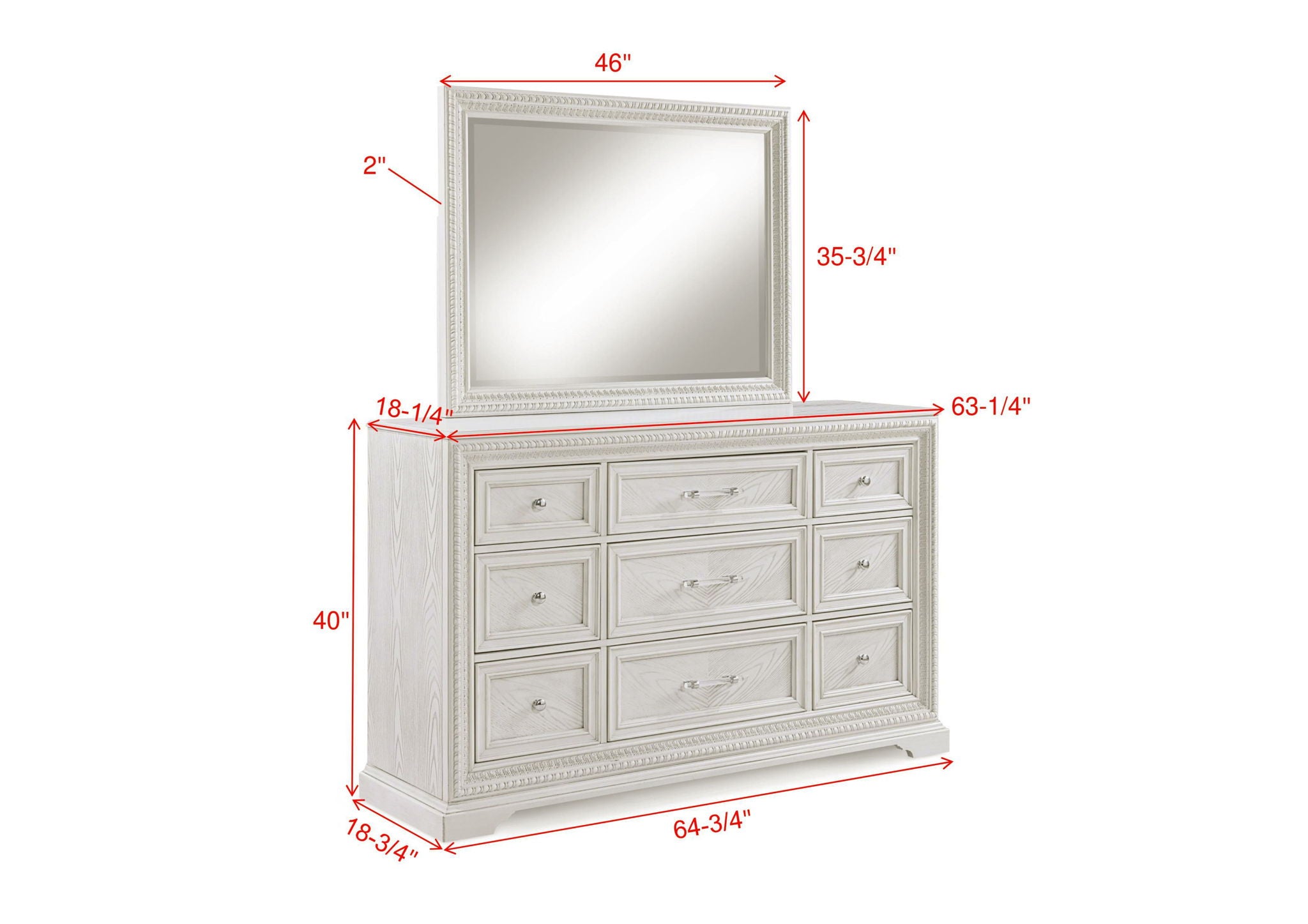 Alexandria - Dresser And Mirror - White - Urban Living Furniture (Los Angeles, CA)