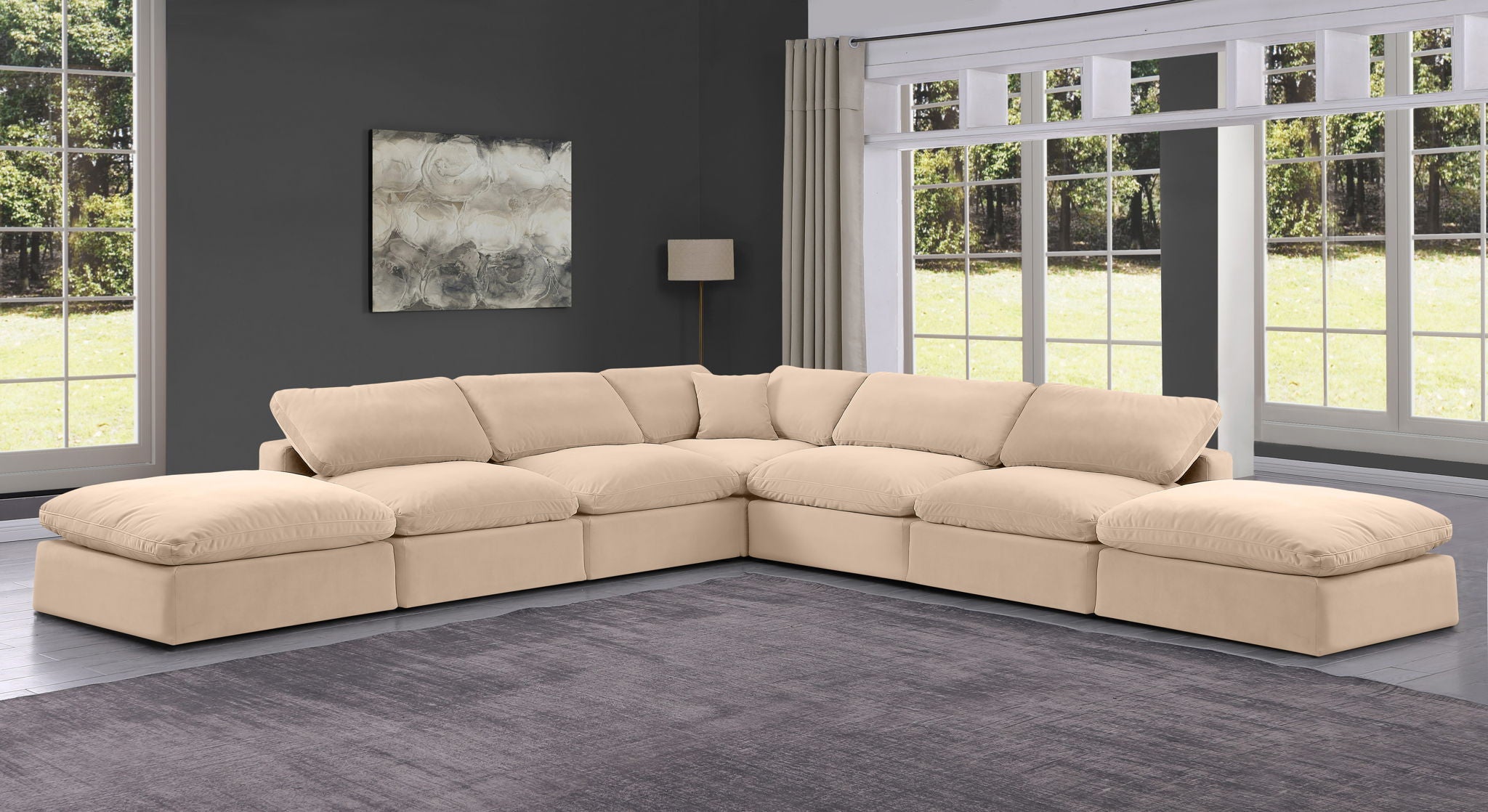 Comfy - 7 Piece Velvet Modular Corner Sectional - Urban Living Furniture (Los Angeles, CA)