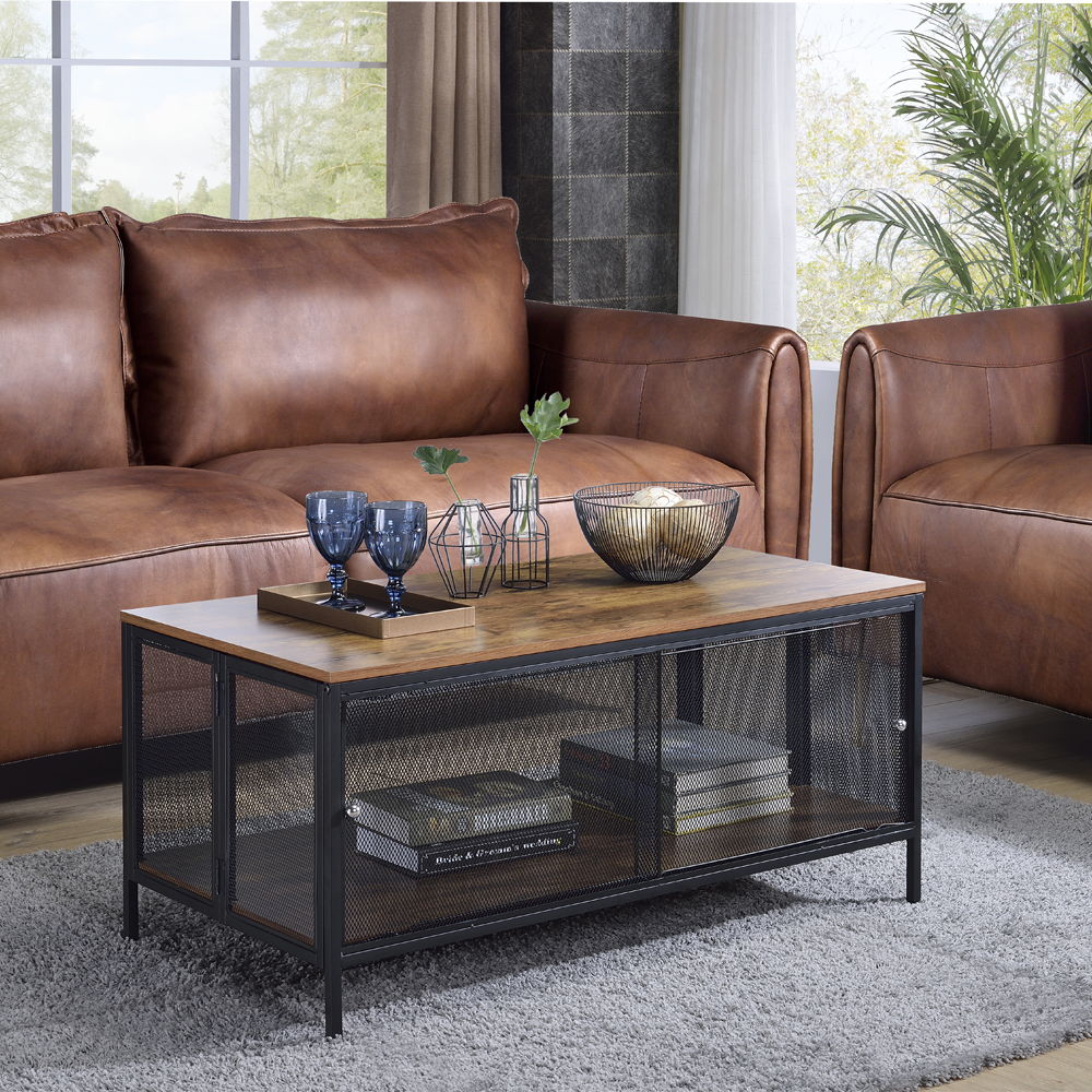 Winam - Coffee Table - Antique Oak & Black - Urban Living Furniture (Los Angeles, CA)