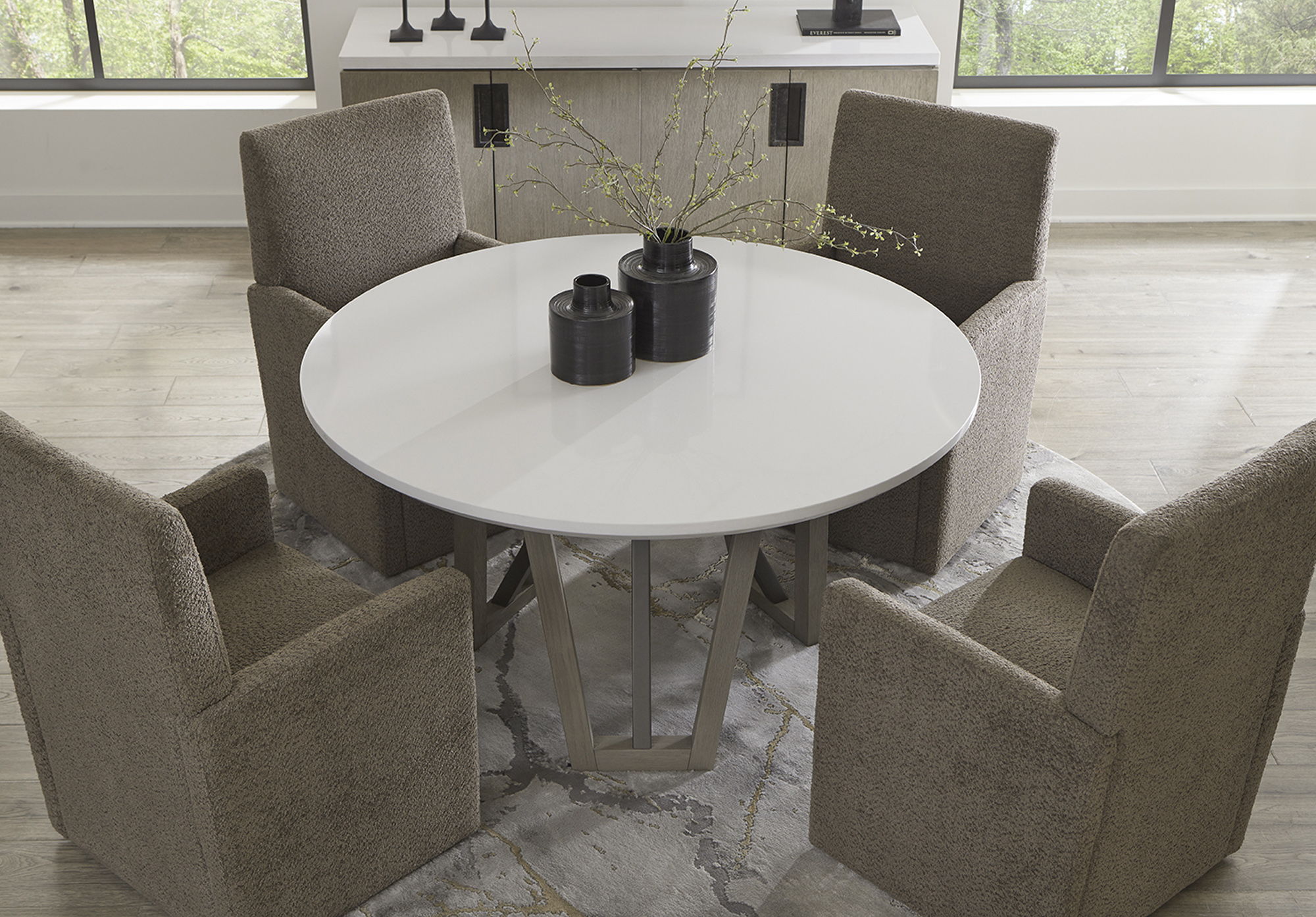 Pure Modern Dining - 54" Round Table With Wood Base - Moonstone - Urban Living Furniture (Los Angeles, CA)