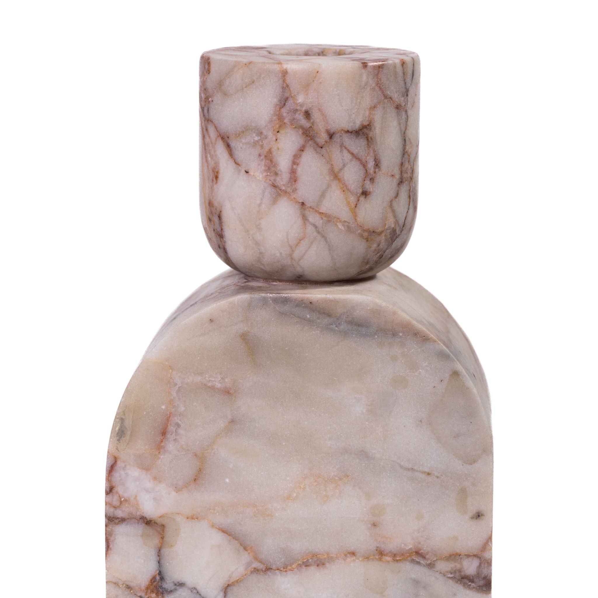 Marble Foundation Candle Holder - White Brown - Urban Living Furniture (Los Angeles, CA)