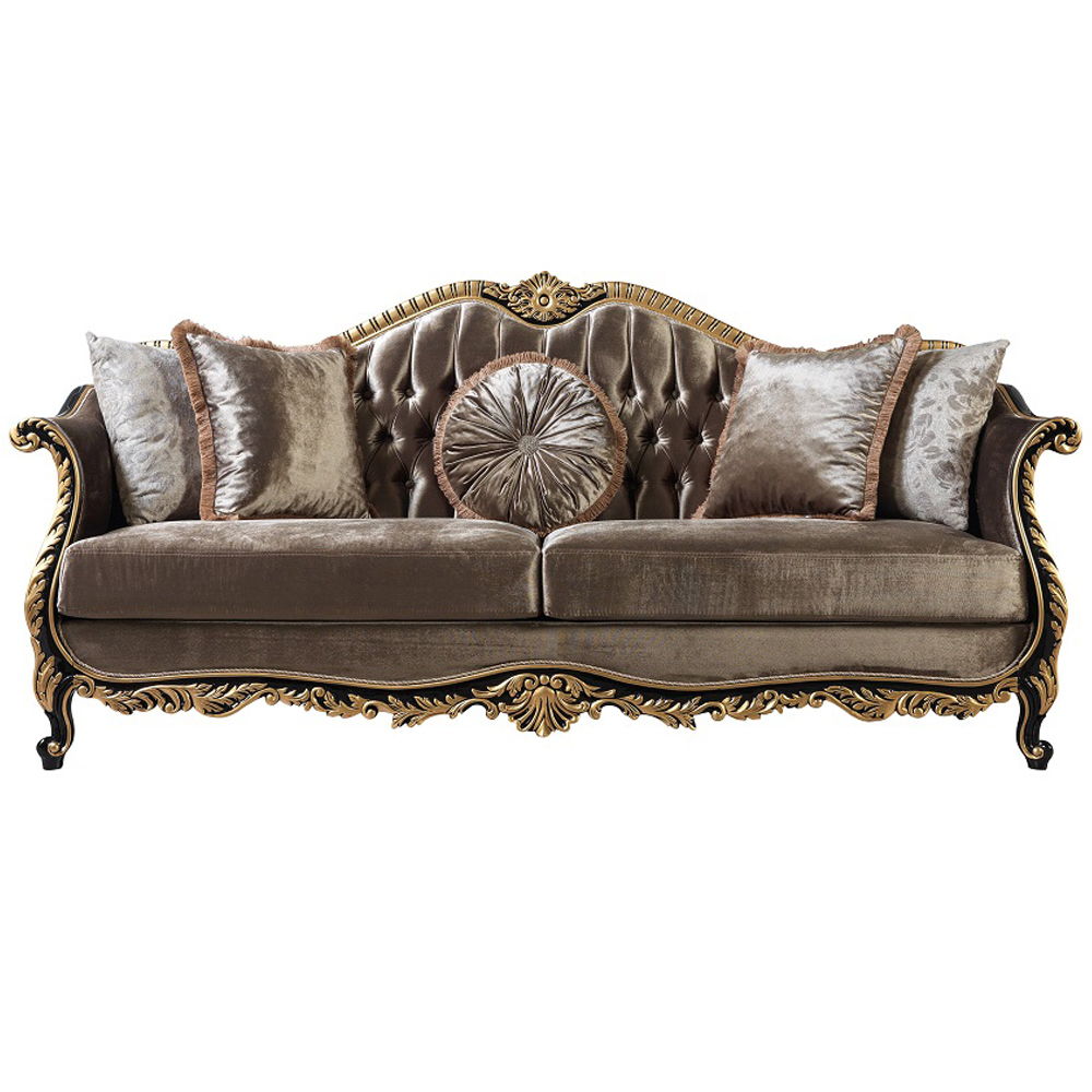 Betria - Sofa With 5 Pillows - Light Green Velvet, Gold & Black High Gloss - Urban Living Furniture (Los Angeles, CA)