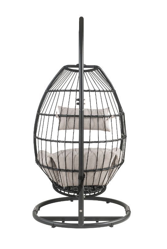 Oldi - Patio Swing Chair - Beige Fabric & Black Wicker - Urban Living Furniture (Los Angeles, CA)
