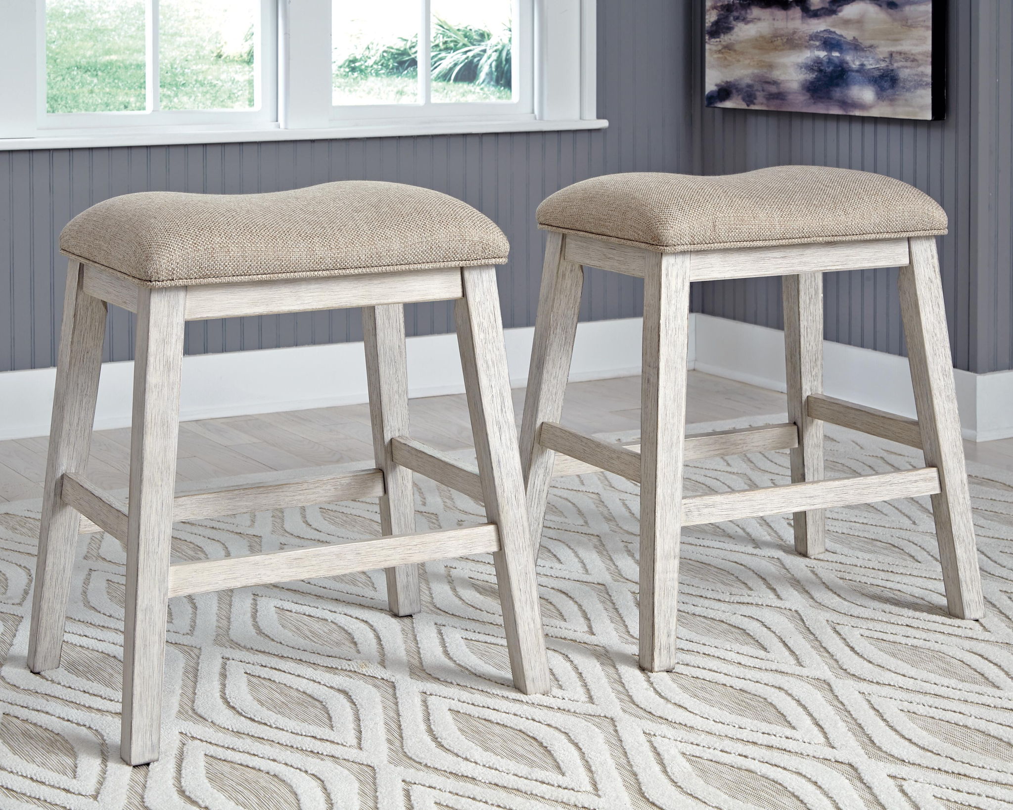 Skempton - Upholstered Stool (Set of 2) - White - Urban Living Furniture (Los Angeles, CA)