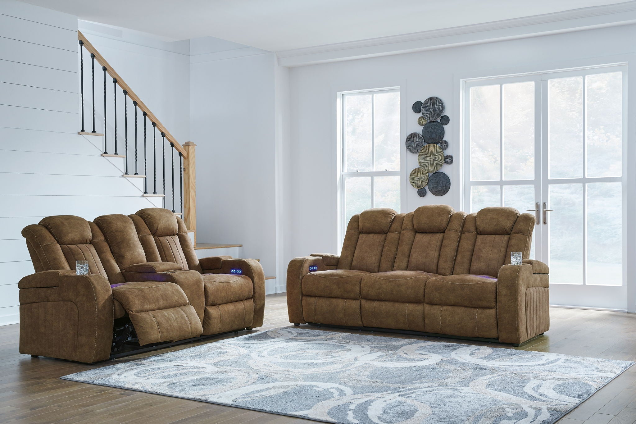 Wolfridge - 2 Pc. - Power Reclining Sofa, Power Reclining Loveseat With Console - Brindle - Urban Living Furniture (Los Angeles, CA)