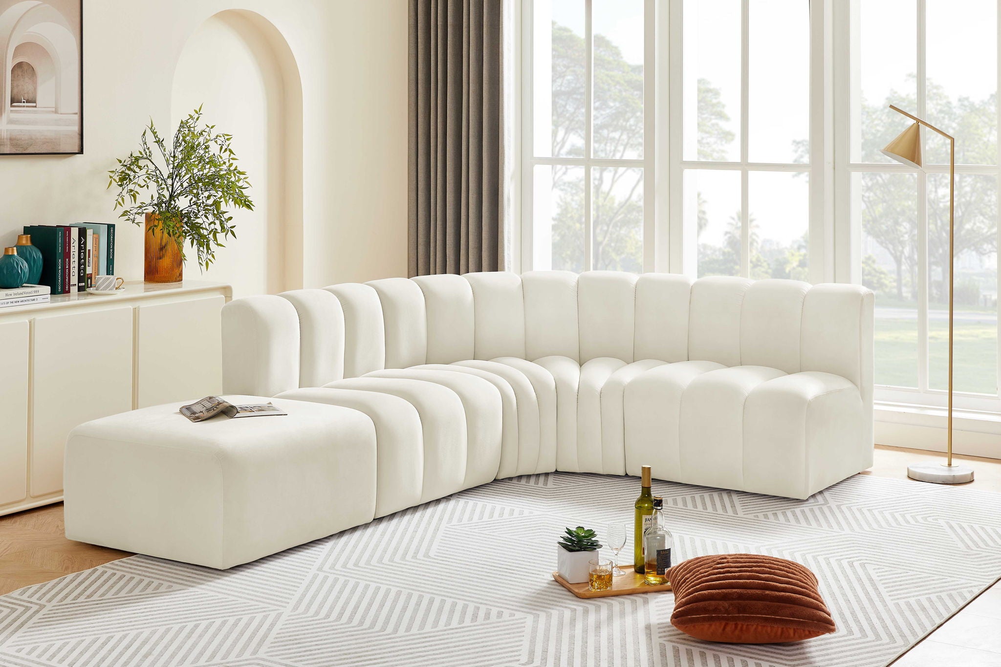 Arc - Velvet 5 Piece Corner Modular Sofa