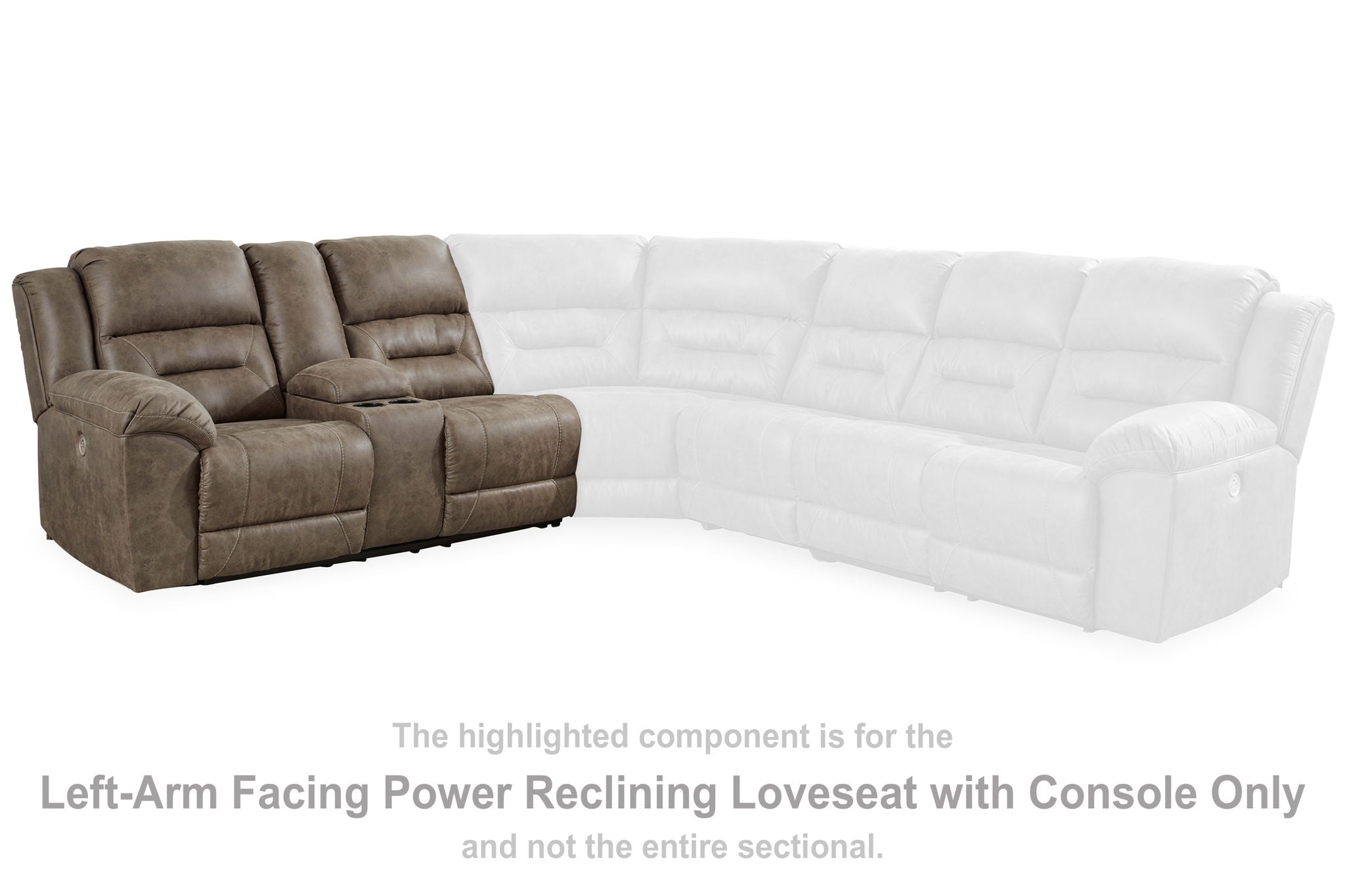 Ravenel - Laf Dbl Reclining Power Loveseat With Console - Faux Leather - Fossil - Urban Living Furniture (Los Angeles, CA)