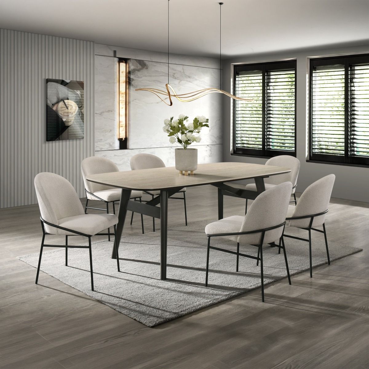 Lark - Dining Table - Travertine / Black - Urban Living Furniture (Los Angeles, CA)