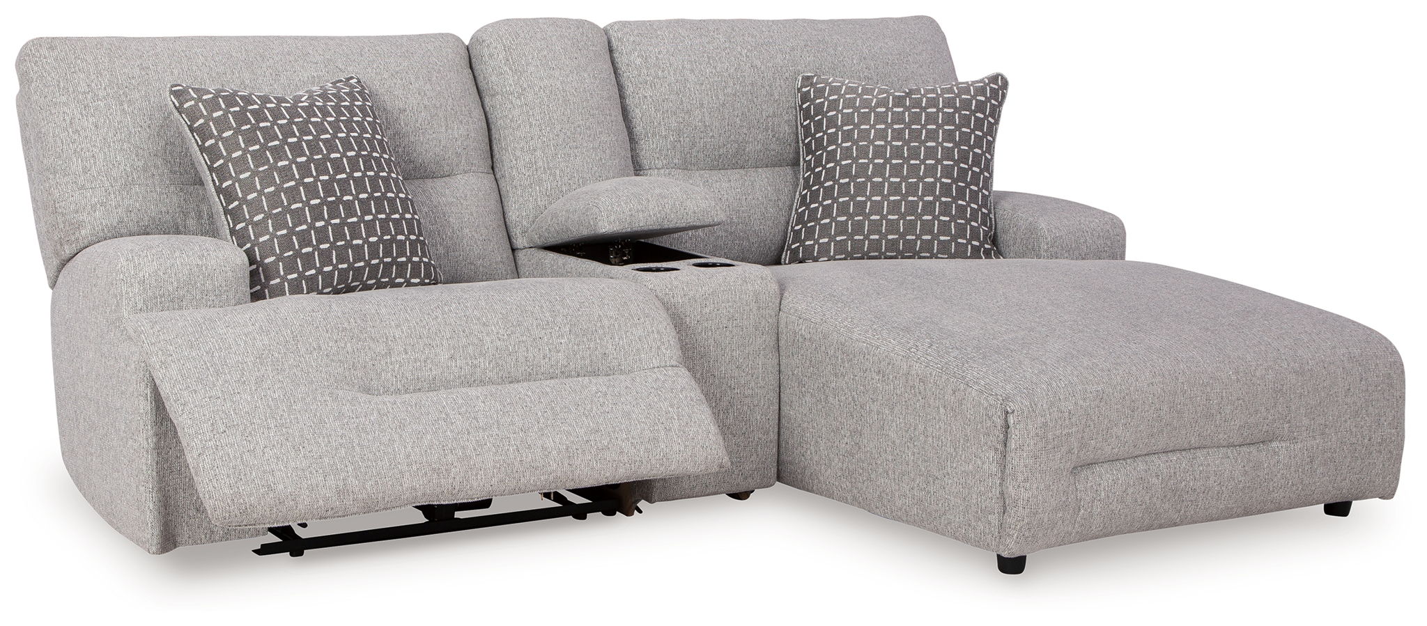 Acklen Place - 4 Pc. - 3-Piece Power Reclining Sectional Sofa With Raf Chaise, Wide Seat Power Recliner - Pewter - Urban Living Furniture (Los Angeles, CA)
