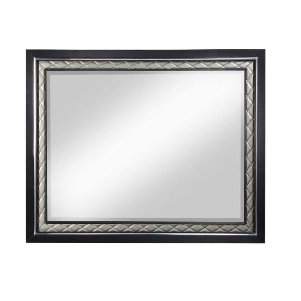 Nicola - Mirror - Silver Synthetic Leather & Black - Urban Living Furniture (Los Angeles, CA)