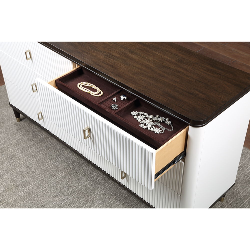 Carena - Dresser With Jewelry Tray - White & Brown - Urban Living Furniture (Los Angeles, CA)