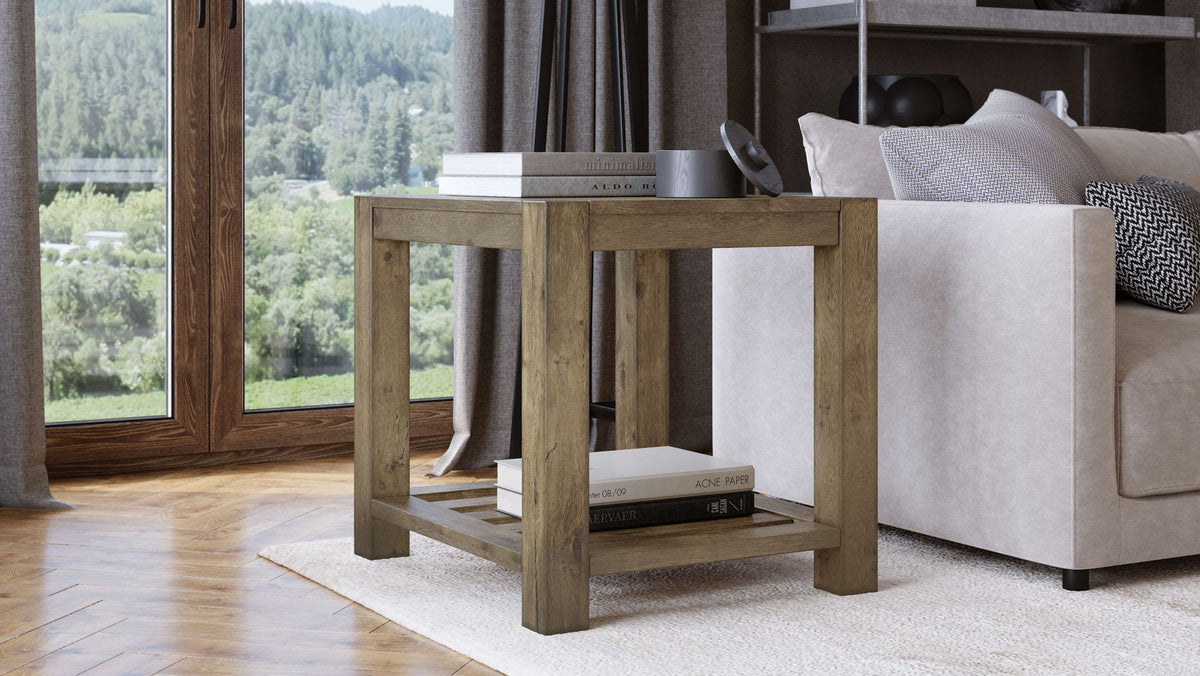 Canyon - Solid Wood Rectangular End Table - Washed Gray