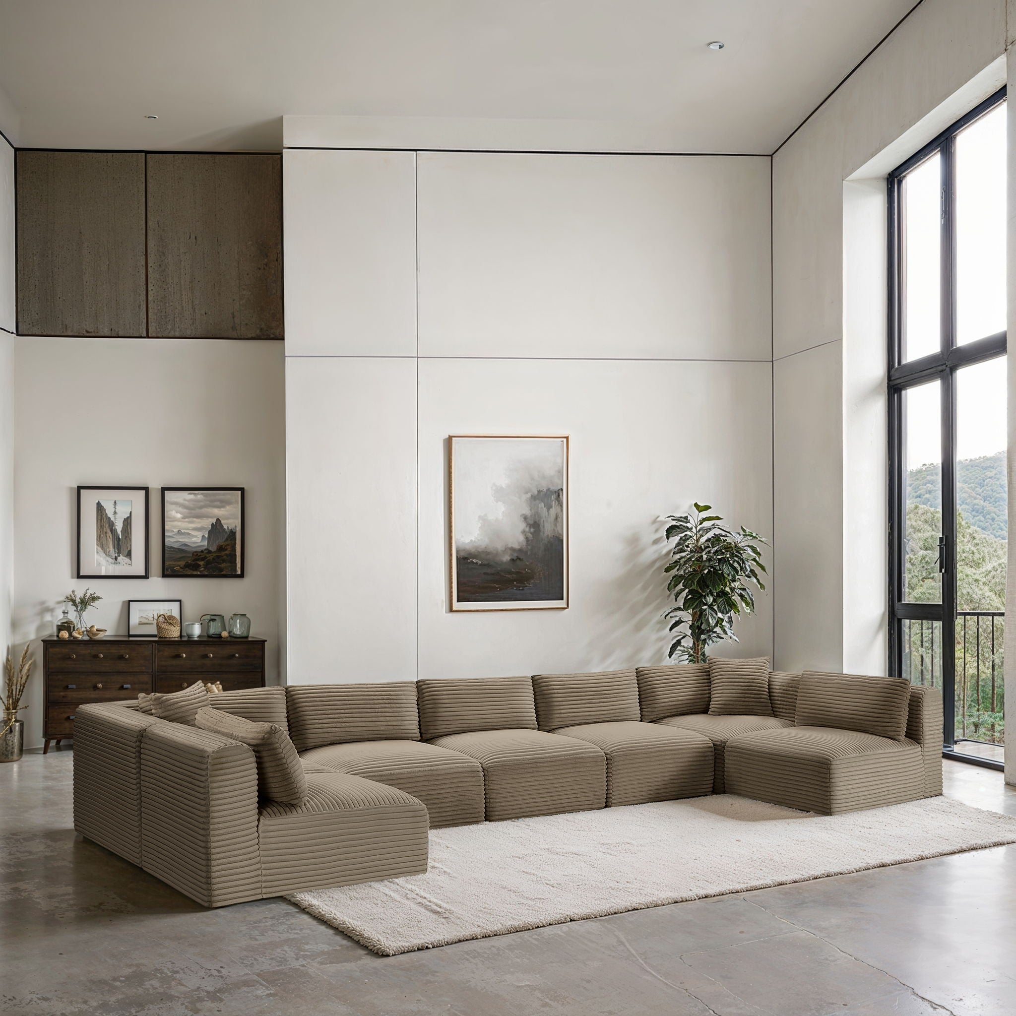 Shaggy - Fabric 7 Piece Modular U-Shaped Armless Sectional - Urban Living Furniture (Los Angeles, CA)