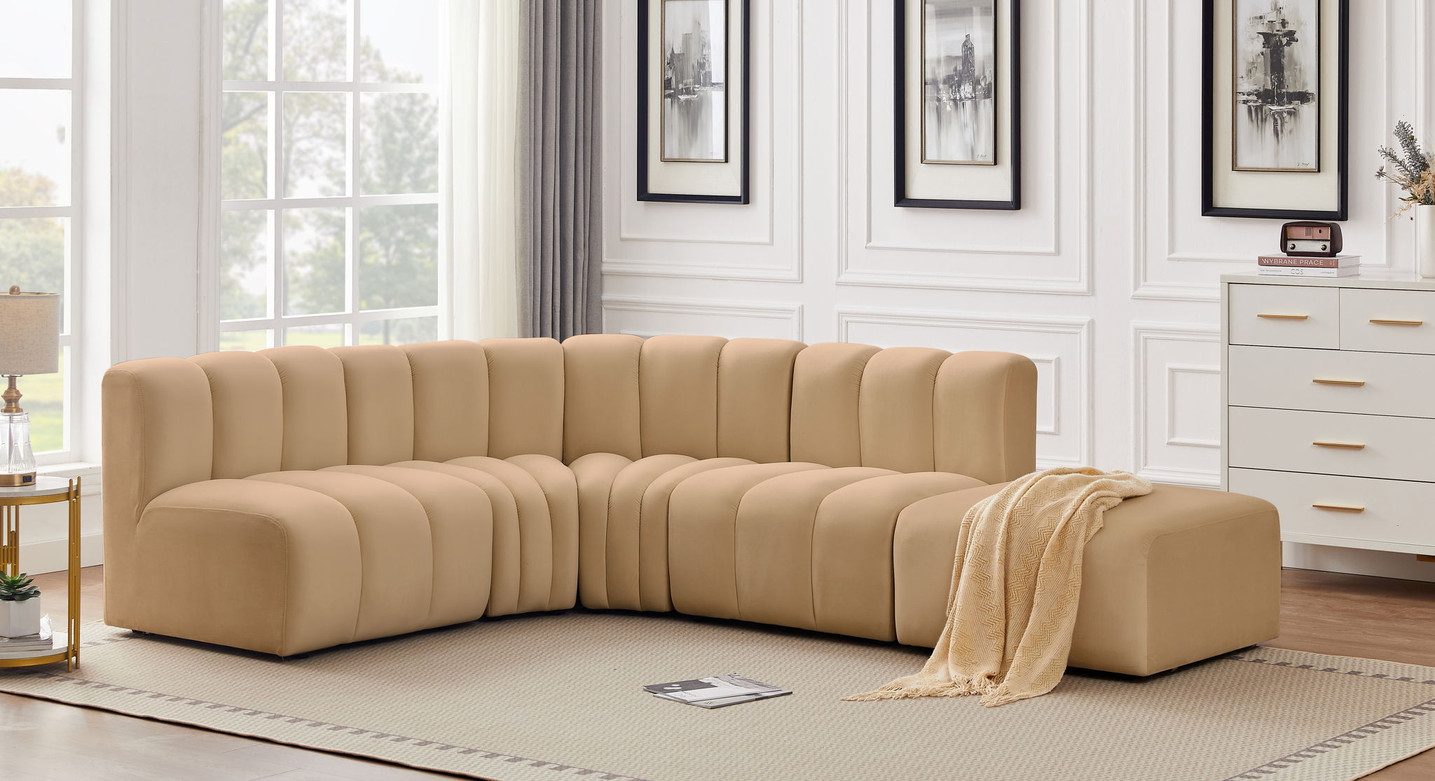 Arc - Velvet 5 Piece Corner Modular Sofa