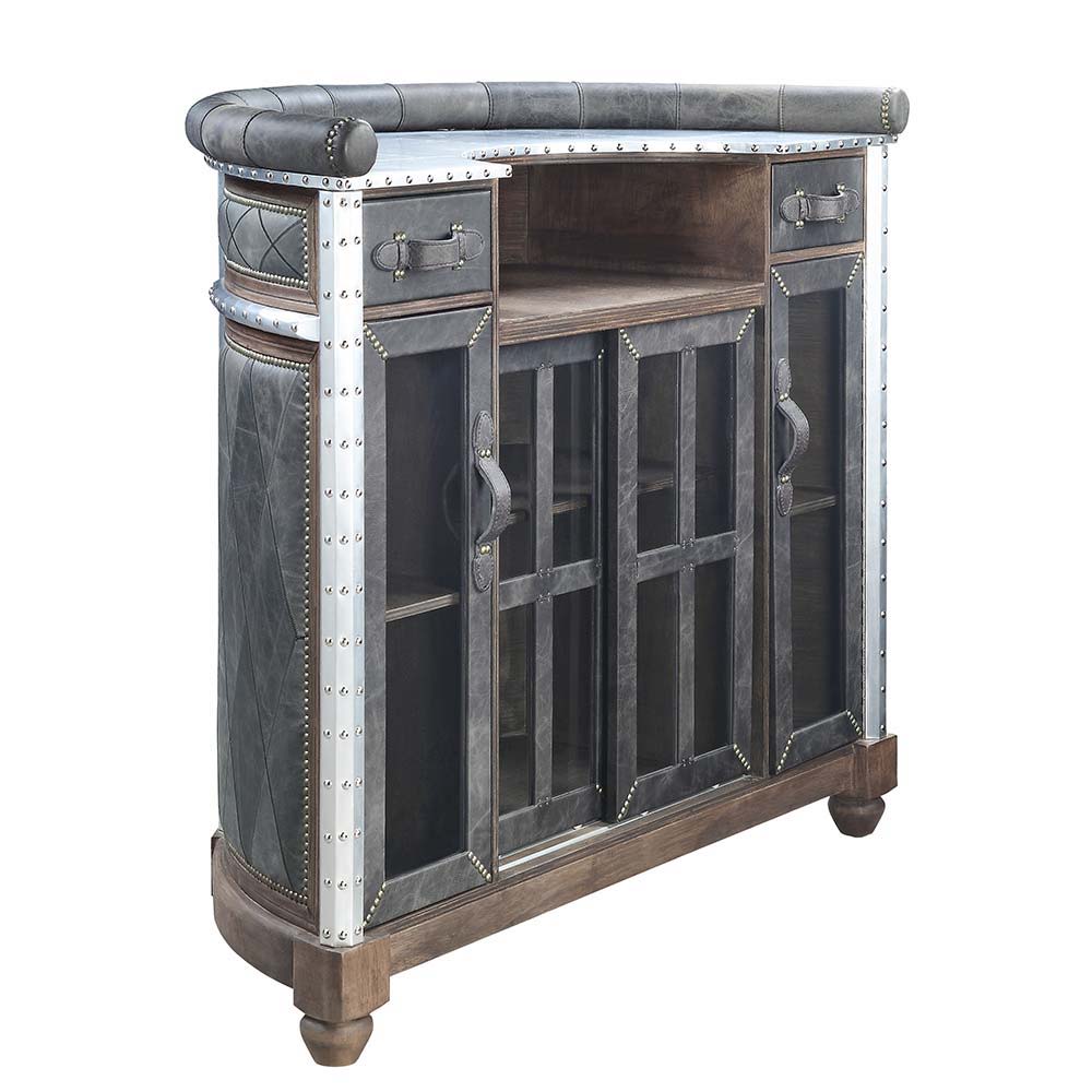 Rahma - Bar Table - Antique Ebony Top Grain Leather & Aluminum - Urban Living Furniture (Los Angeles, CA)