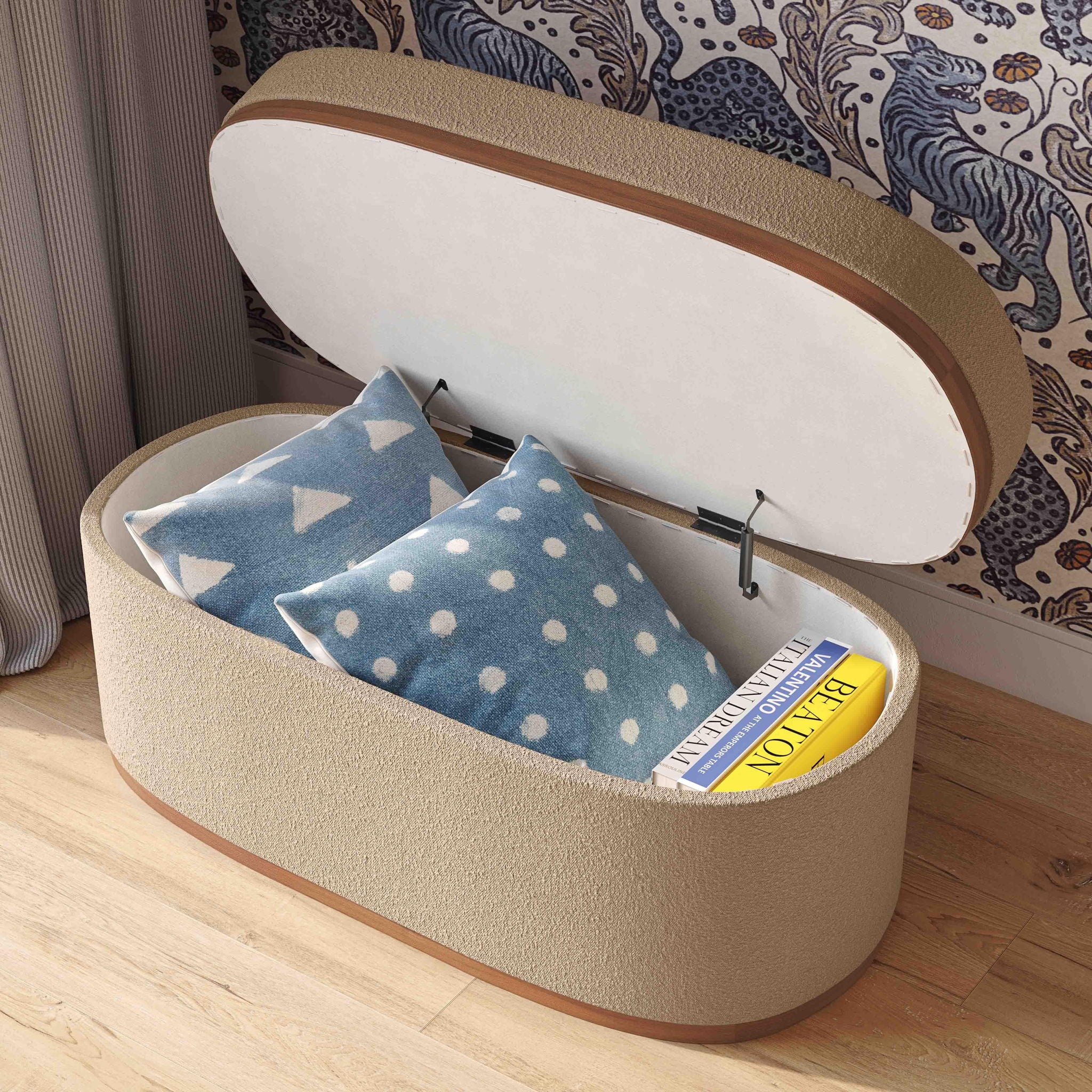 Olivier - Boucle Oval Storage Ottoman - Urban Living Furniture (Los Angeles, CA)