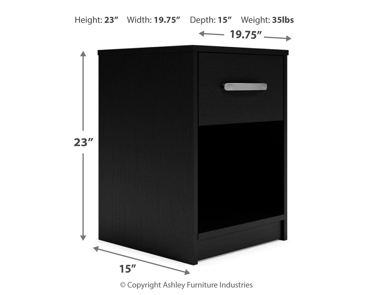 Finch - Black - One Drawer Night Stand - 23" Height - Urban Living Furniture (Los Angeles, CA)
