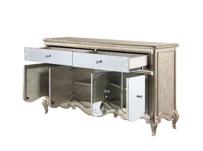 Esteban - Server - Mirrored & Antique Champagne Finish - Urban Living Furniture (Los Angeles, CA)