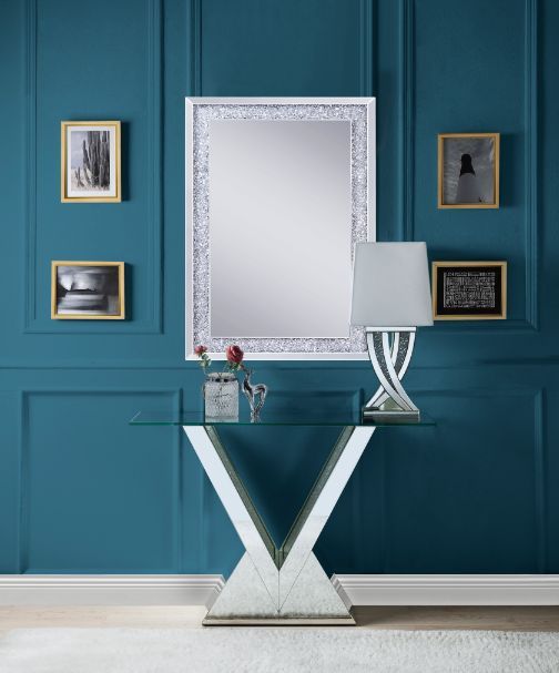 Noralie - Console Table - Clear Glass, Mirrored & Faux Diamonds - Urban Living Furniture (Los Angeles, CA)