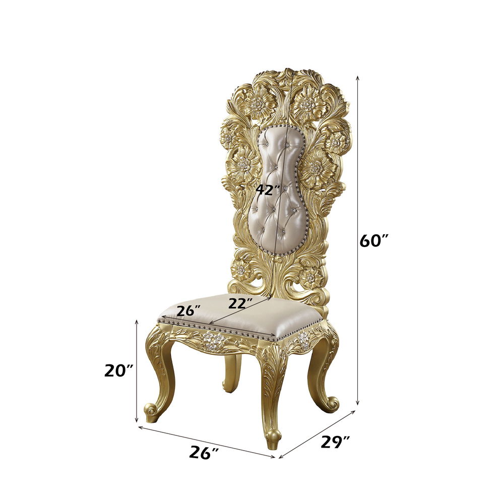 Cabriole - Side Chair (Set of 2) - Light Gold Synthetic Leather & Gold - Urban Living Furniture (Los Angeles, CA)