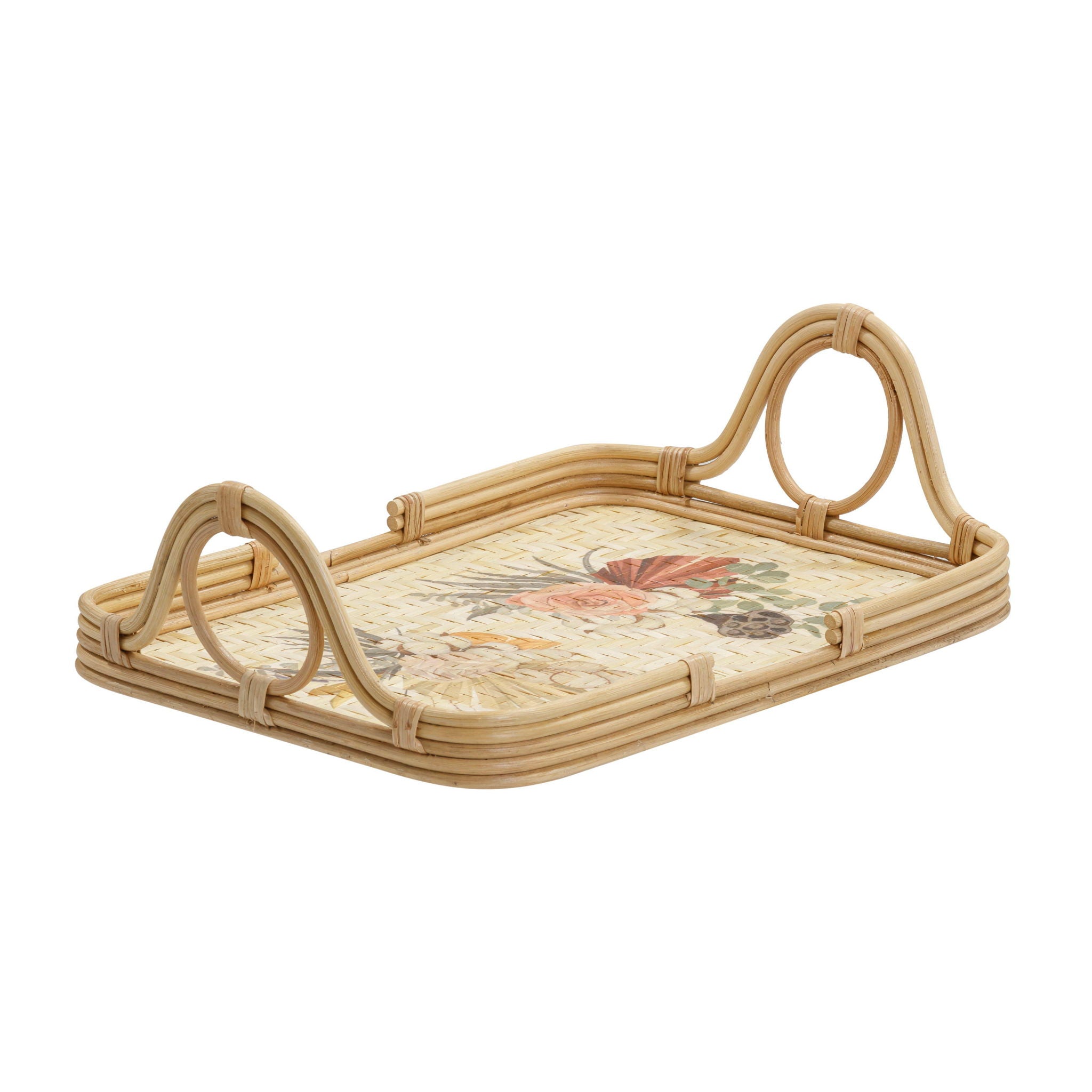 Corey - Floral Bamboo Tray - Multi - Urban Living Furniture (Los Angeles, CA)