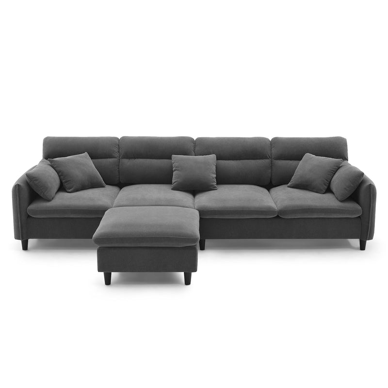 Modern Convertible Sectional Sofa L Shaped Reversible Couch Set With Free Pillows 5 Seat Cloud With Ottoman