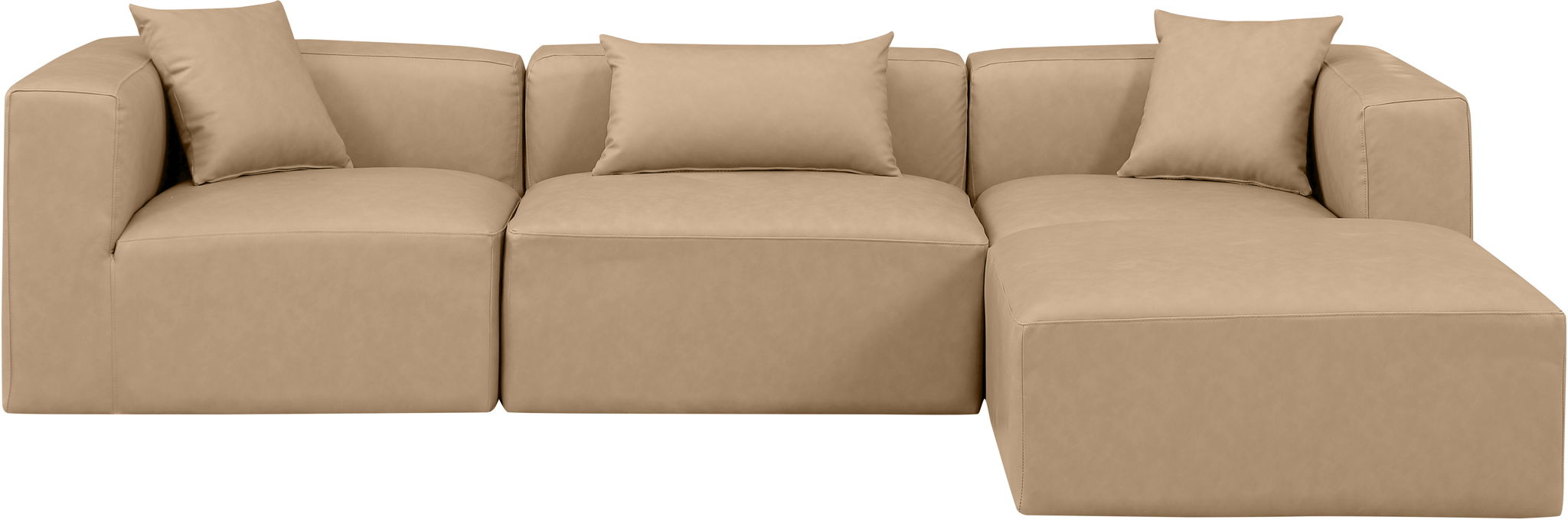 Cube - 4 Piece Modular Sectional With Chaise - Tan - Urban Living Furniture (Los Angeles, CA)