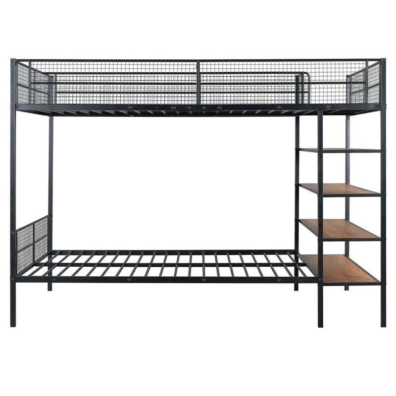Bunk Bed With 5 Tier Shelves