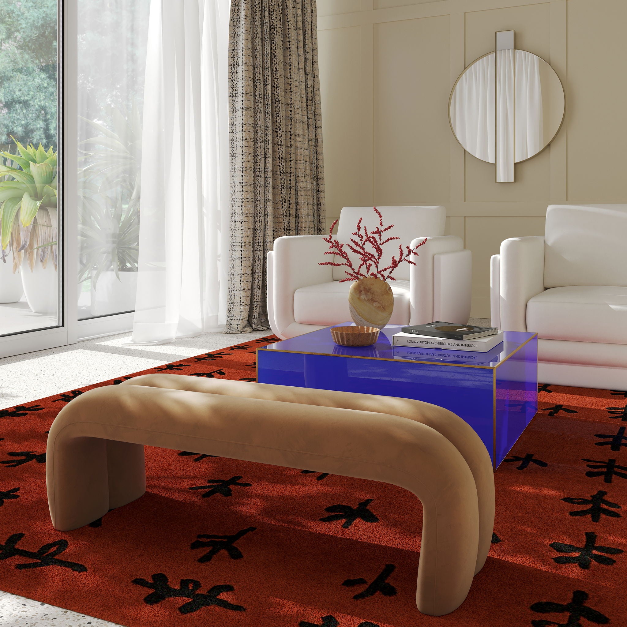 Leigh - Velvet Channeled Bench - Urban Living Furniture (Los Angeles, CA)
