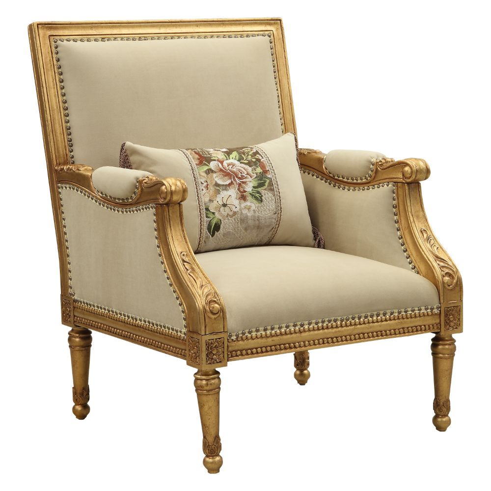 Daesha - Accent Chair - Tan Flannel & Antique Gold - Urban Living Furniture (Los Angeles, CA)