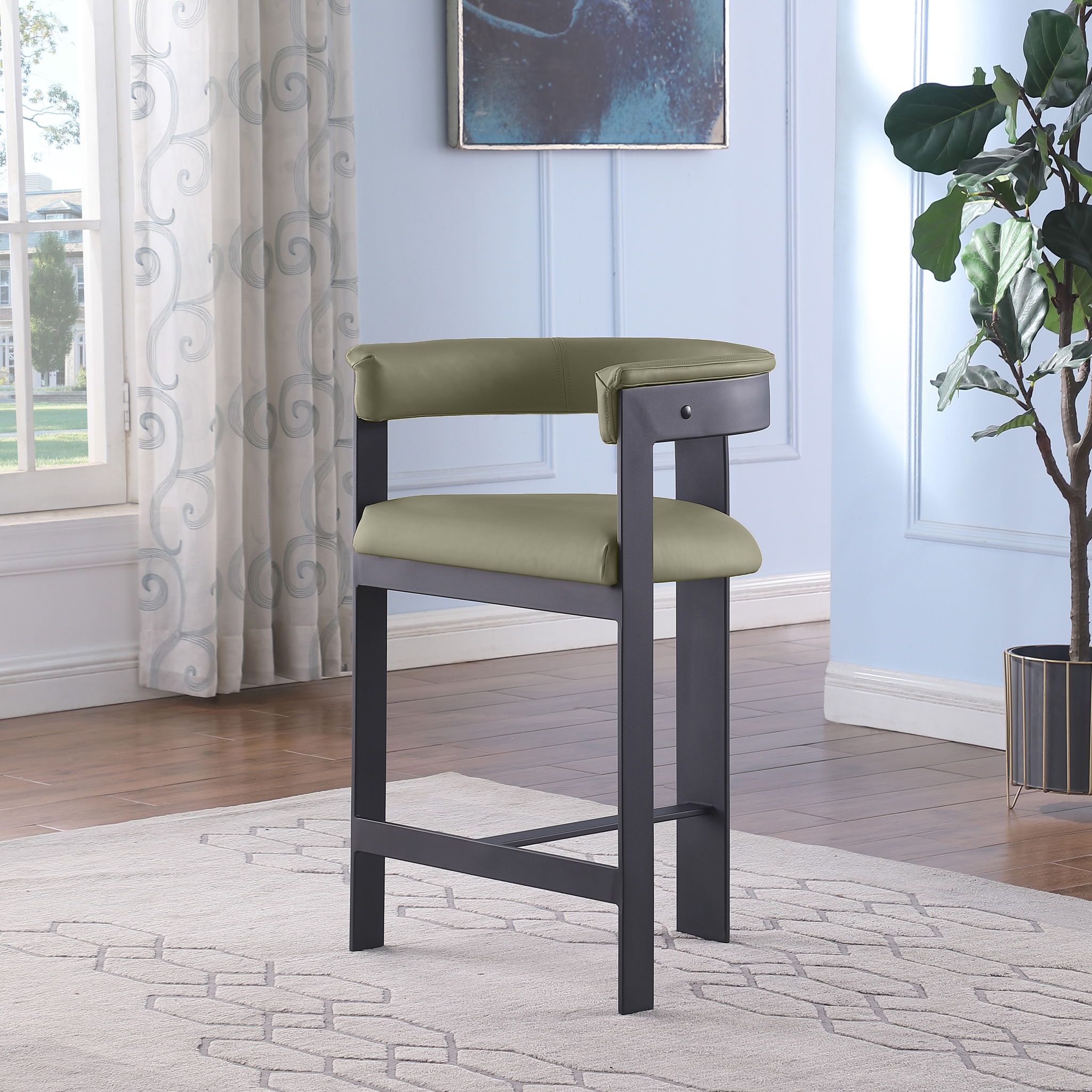 Romeo - Faux Leather Counter Stool With Black Base (Set of 2) - Urban Living Furniture (Los Angeles, CA)