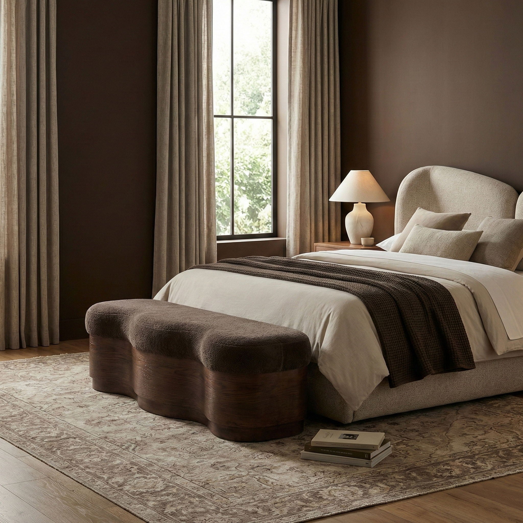 Savoy - Bench With Brown Base - Urban Living Furniture (Los Angeles, CA)