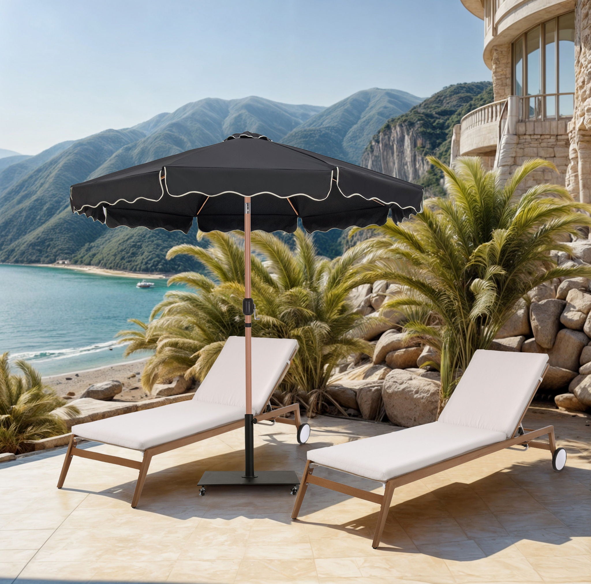 Amalfi - Aluminum Patio Umbrella - Black Base / Light Brown Pole - Urban Living Furniture (Los Angeles, CA)