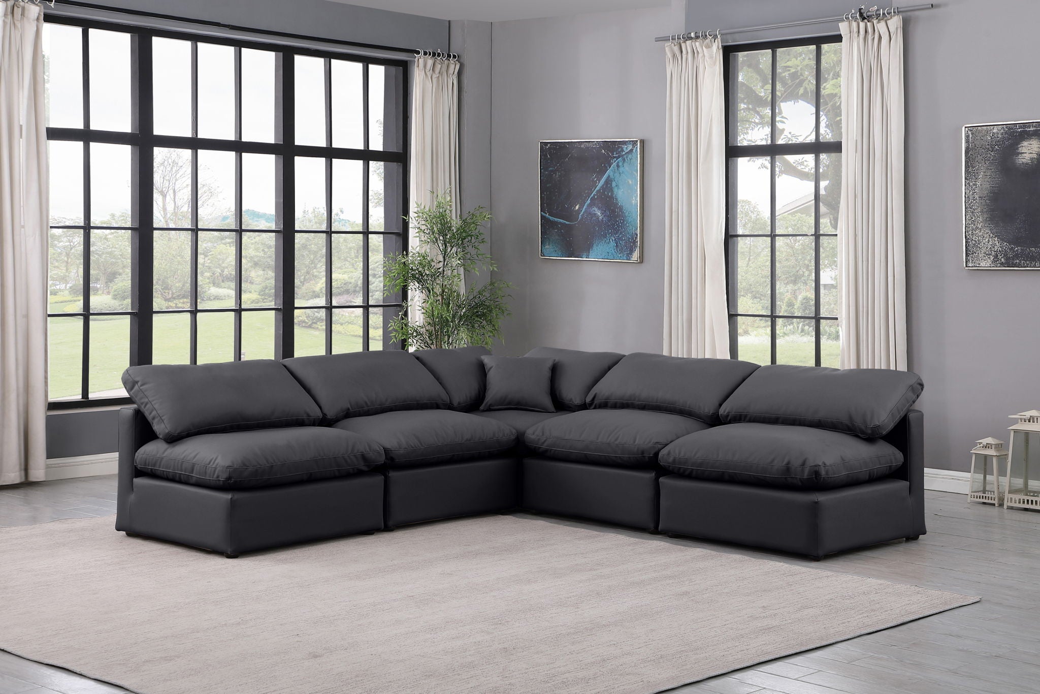 Indulge - Faux Leather 5 Piece Modular Corner Armless Sectional - Urban Living Furniture (Los Angeles, CA)