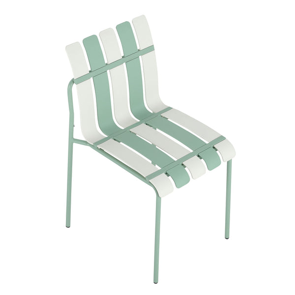 4 Piece Set Of Single Chairs With Modern Color Blocking Design, UV Resistant And Rust Proof - Haze Green / White