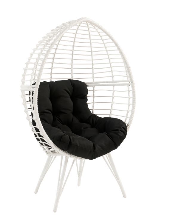 Galzed - Patio Lounge Chair - Black Fabric & White Wicker - Urban Living Furniture (Los Angeles, CA)