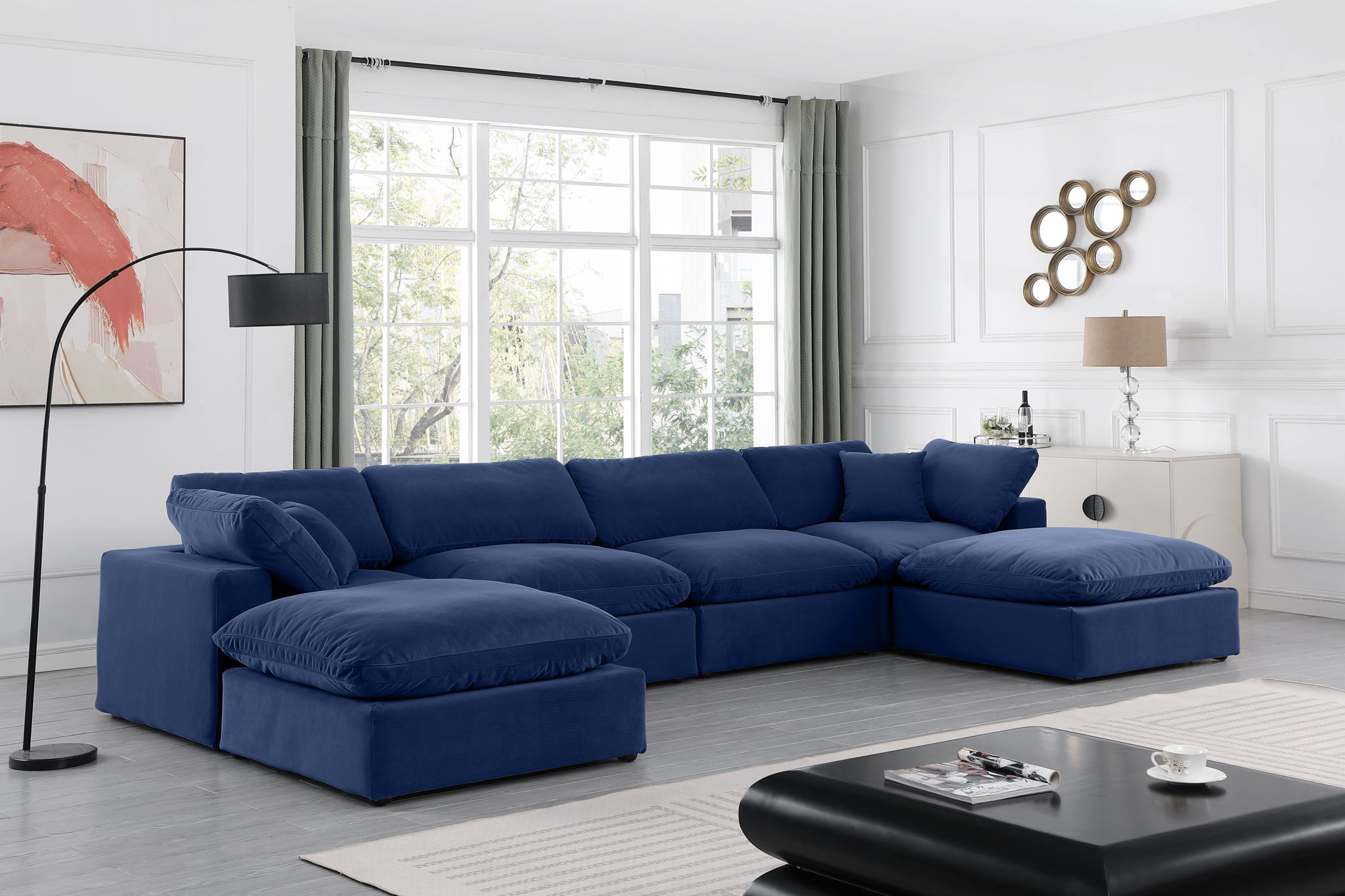Comfy - 6 Piece Velvet Modular Double Chaise Sectional - Urban Living Furniture (Los Angeles, CA)