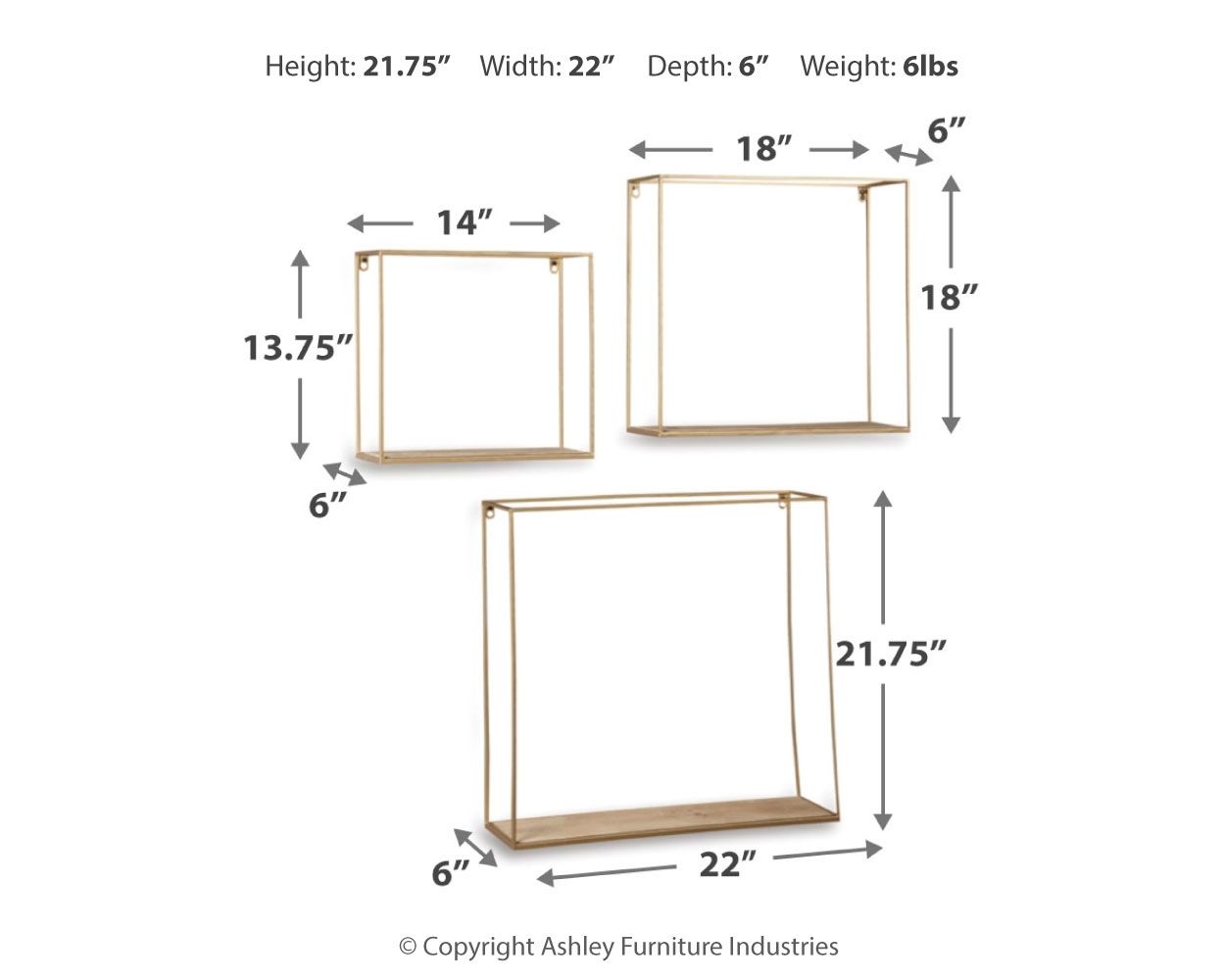 Efharis - Natural / Gold Finish - Wall Shelf Set (Set of 3) - Urban Living Furniture (Los Angeles, CA)