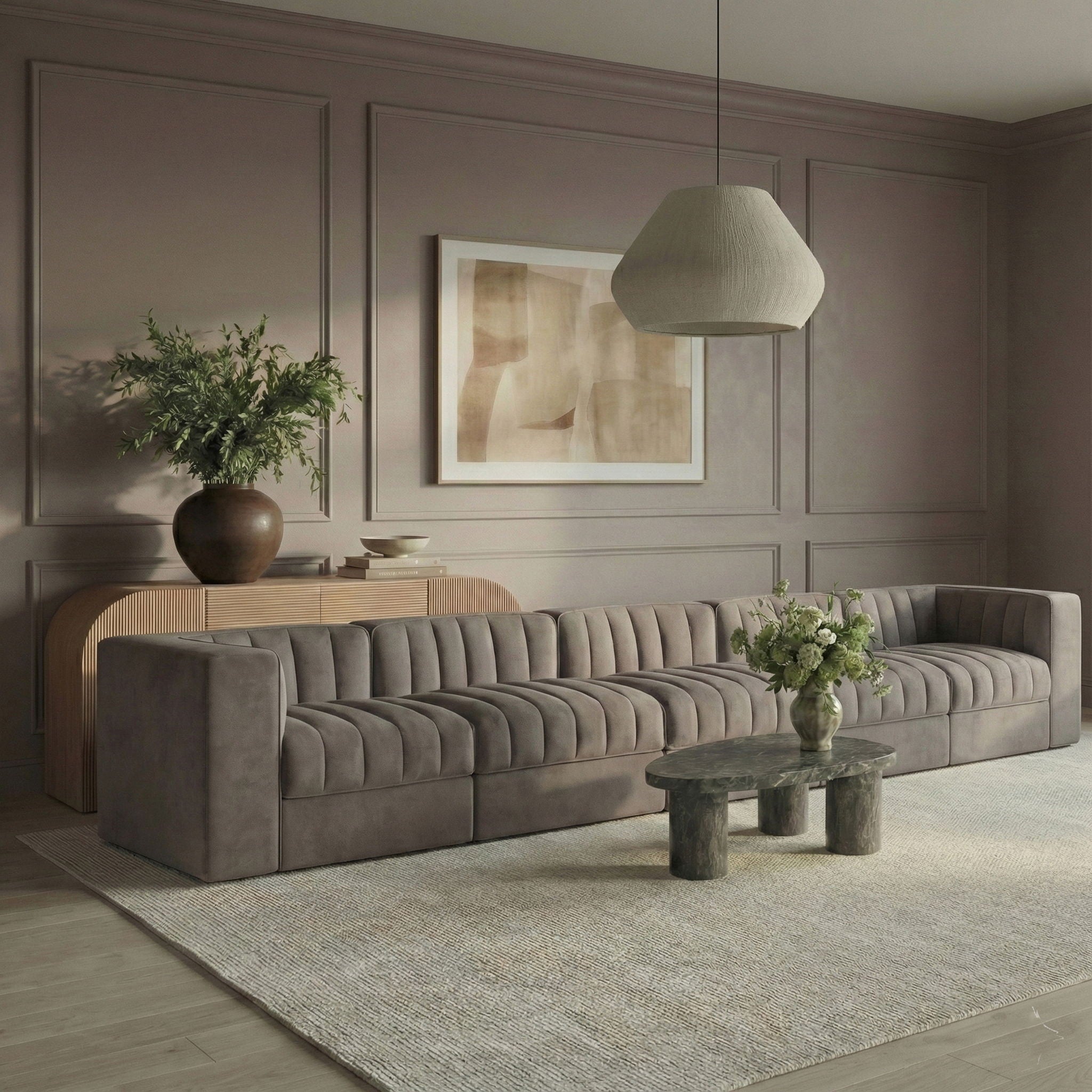 Rummi - Velvet Performance Fabric Upholstered 5 Piece Modular Sofa - Urban Living Furniture (Los Angeles, CA)