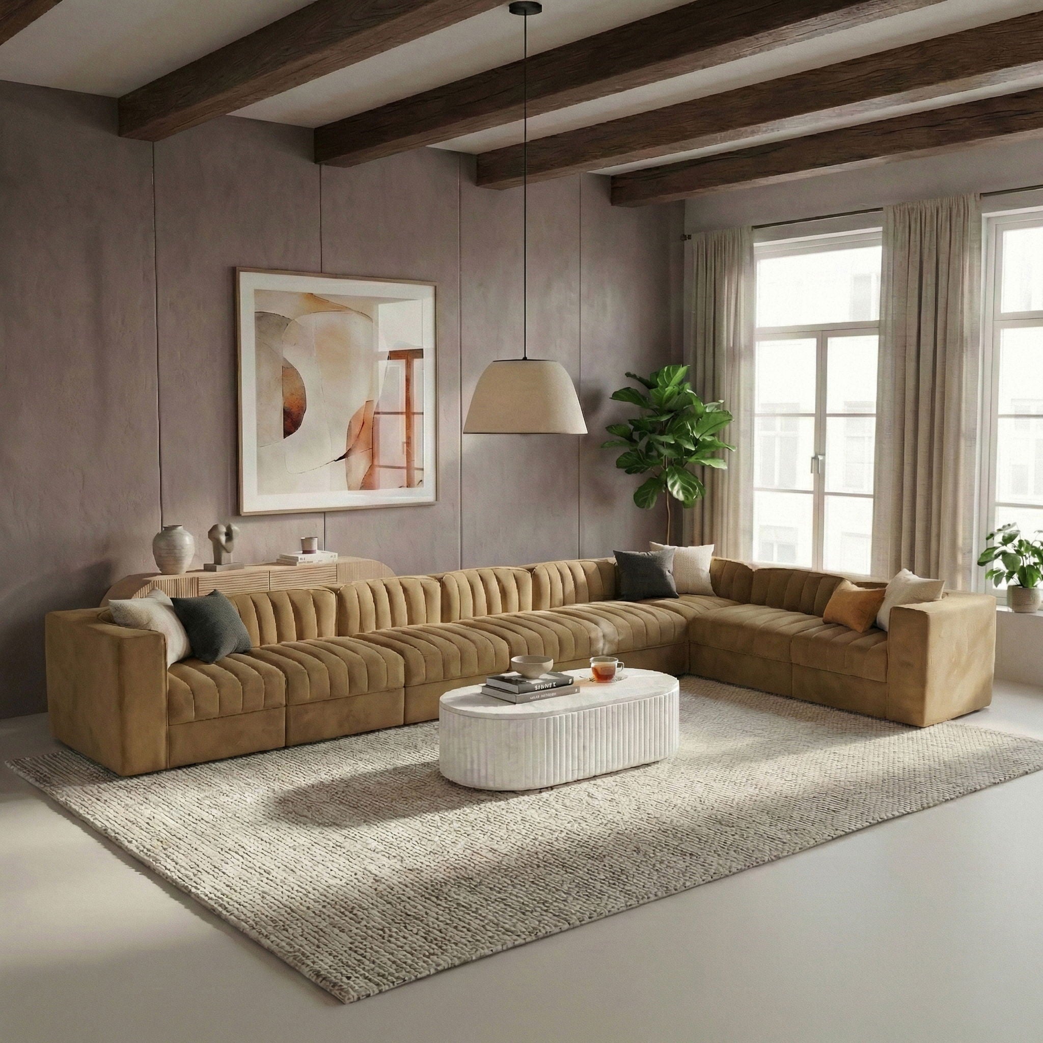 Rummi - Velvet Performance Fabric Upholstered 8 Piece Modular Sectional (With 3 Corner Chairs) - Urban Living Furniture (Los Angeles, CA)