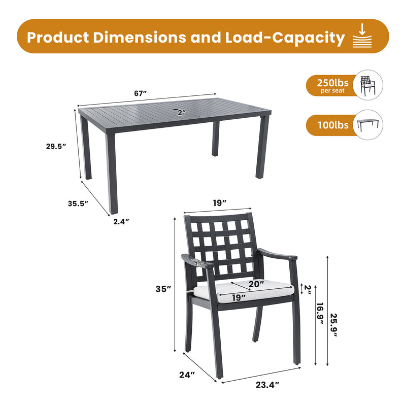 5 Pieces Outdoor Patio Dining Set, Rectangular Table And 4 Stationary Dining Chairs - Ember Black
