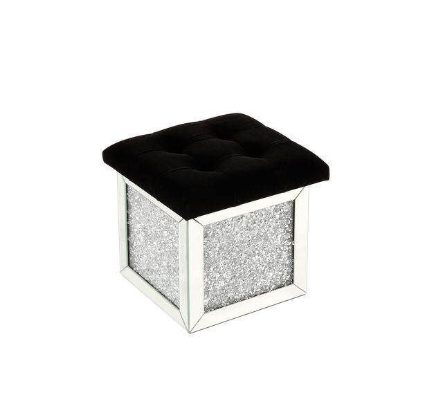 Noralie - 16" Ottoman With Storage - Mirrored & Faux Diamonds - Urban Living Furniture (Los Angeles, CA)