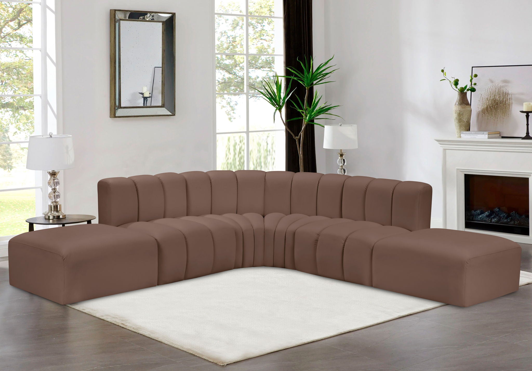 Arc - Faux Leather 6 Piece Corner Modular Sofa